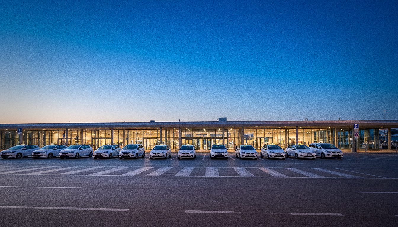 Taxistand vor der Ankunftshalle des Flughafens Bari