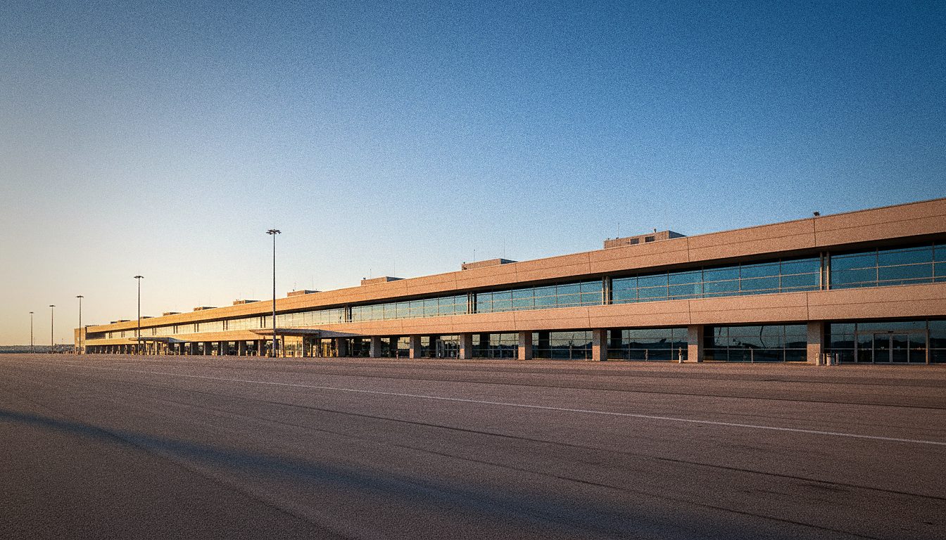 Terminalfassade des Flughafens Bari am Tag